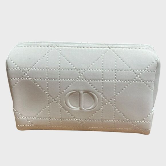 Dior White Quilted Logo Cosmetic Bag Pouch Clutch - Picture 2 of 12